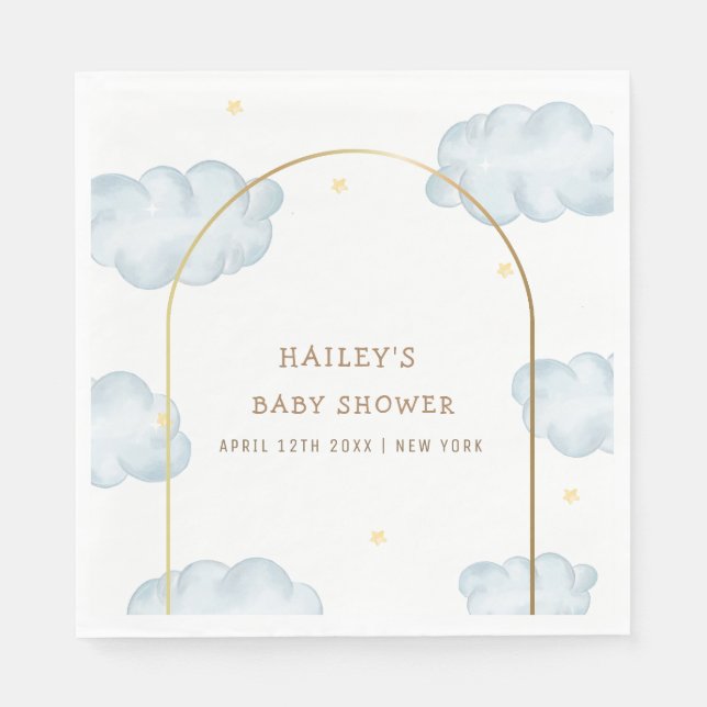 Cute Boho Star Cloud Arch Boy Baby Shower Napkin (Front)