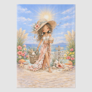 Cute Boho Style Girly Beach Scene Decoupage Tissue Paper