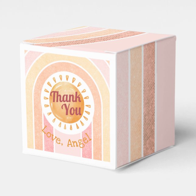 Cute Boho Sun Birthday Favor Box (Front Side)