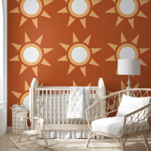 Cute Boho Sunshine Kids Nursery Room Wallpaper