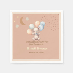 Cute Boho Teddy Bear Balloons  Baby Shower   Napkin