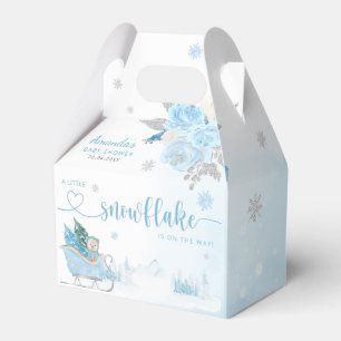 Cute Boho Teddy Bear Snowflake Winter Baby Shower Favor Box