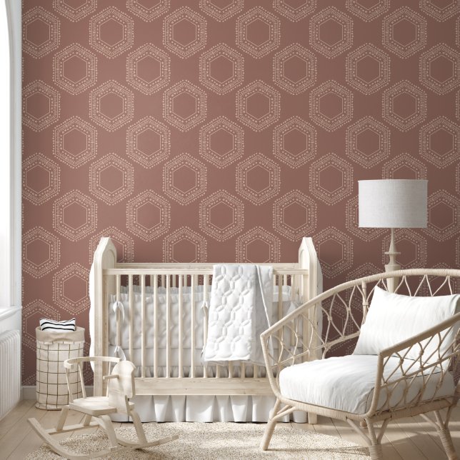Cute Boho Terracotta Clay Pattern Wallpaper (Kids)