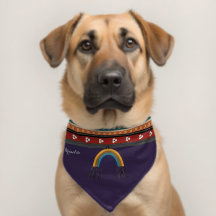 Cute Boho Tribal Motif Rainbow Purple Chien Chat