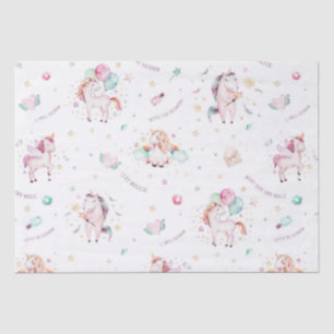 Cute Boho Unicorns Floral Balloons Baby Shower Tissue Paper