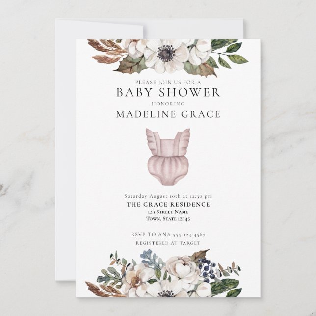 Cute Boho Vêtements Fille Baby shower Invitation (Devant)