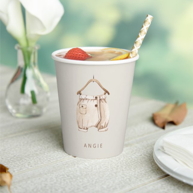 Cute Boho Vintage Baby Shower Paper Cups (Insitu)