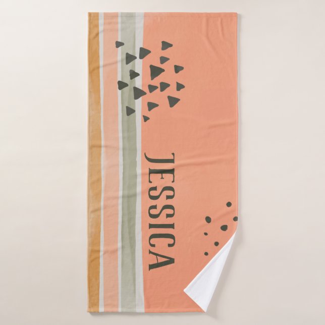 Cute Boho Watercolor Personalized Name Bath Towel (Bath Towel)