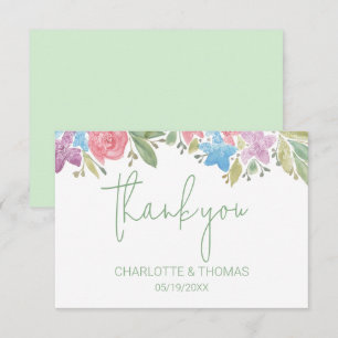Cute Boho Wildflowers Watercolor Hand-painted Thank You Card