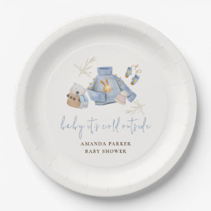 Cute Boho Winter Clothes Toys Girl Baby Shower Paper Plate