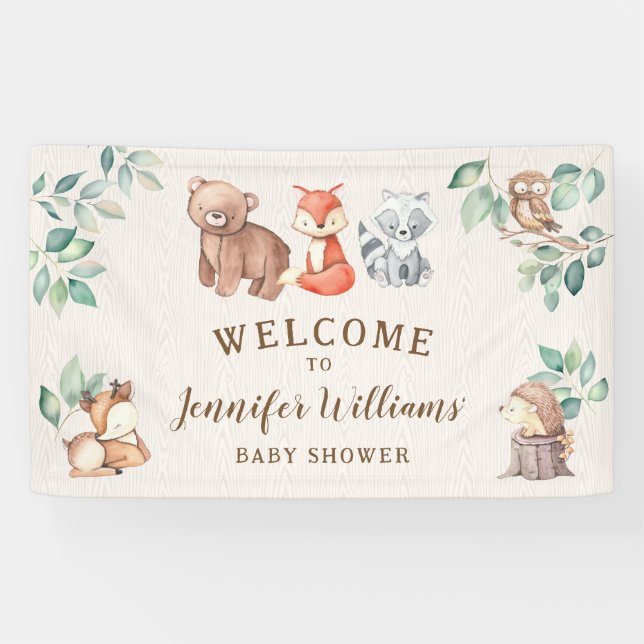 Cute Bois animaux baby shower accueil Bannière (Horizontal)