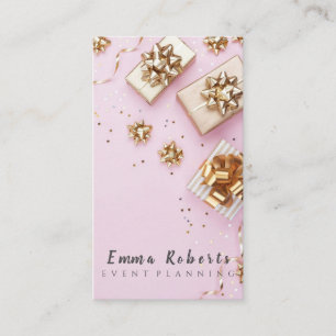 Cute Bokeh and Rose Gold Sequin Event Planner Busi Business Card