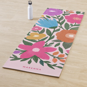Cute Bold Colorful Spring Florals   Name  Yoga Mat