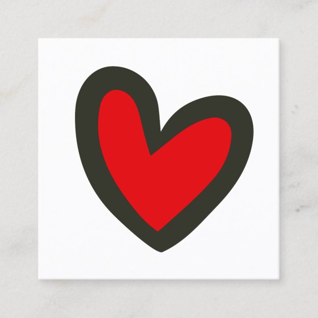Cute Bold Red Heart Square Square Business Card (Front)