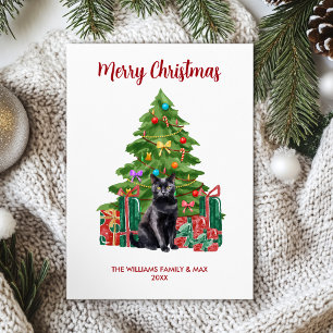 Cute Bombay Black Cat Family Christmas Holiday Card