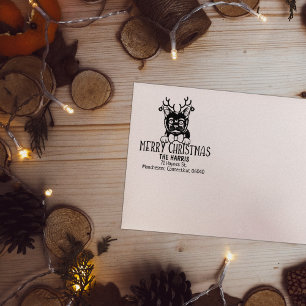 Cute Bombay Cat Return Address Christmas Rubber Stamp