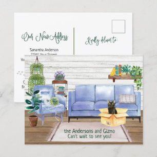 Cute Bombay Cozy New Home Address Announcement Postcard