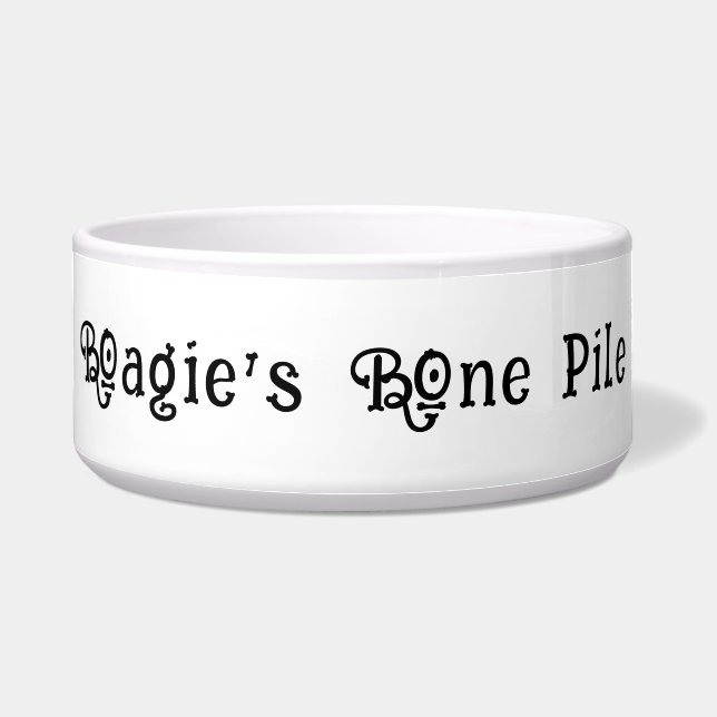 Cute Bone Text Black & White Personalized Pet (Front)