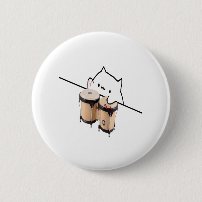 Cute Bongo Cat meme 2 Inch Round Button (Front)