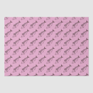 Cute Bonito Fish in Deep Maroon on pastel Pink Tissue Paper