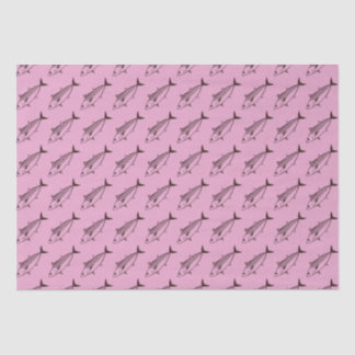 Cute Bonito Fish in Deep Maroon on pastel Pink Tissue Paper