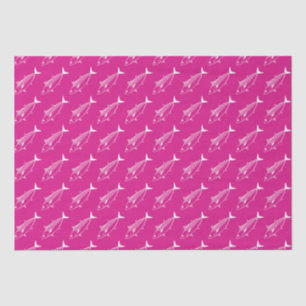 Cute Bonito Fish in White on Hot Pink Tissue Paper