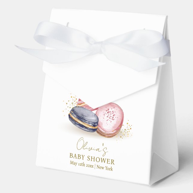 Cute Bonjour Bébé French Macarons Baby Shower  Favor Box (Front)