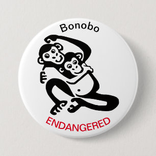 Cute BONOBO- Endangered animal graphic - Africa- 3 Inch Round Button
