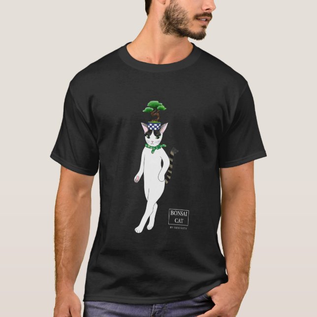 Cute BONSAI Cat With Pine Bonsai Tree T-Shirt (Front)