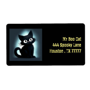 Cute Boo Black Cat Halloween Return Address