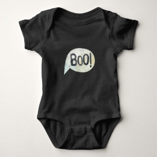 Cute Boo Black Halloween Costume Baby Bodysuit
