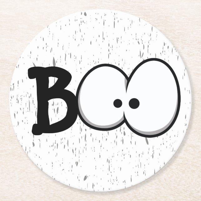 Cute Boo Crazy Eyes Halloween Party Halloween Round Paper Coaster (Front)
