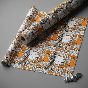 Cute Boo Crew Halloween Friends Wrapping Paper