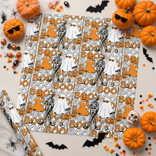 Cute Boo Crew Halloween Friends Wrapping Paper