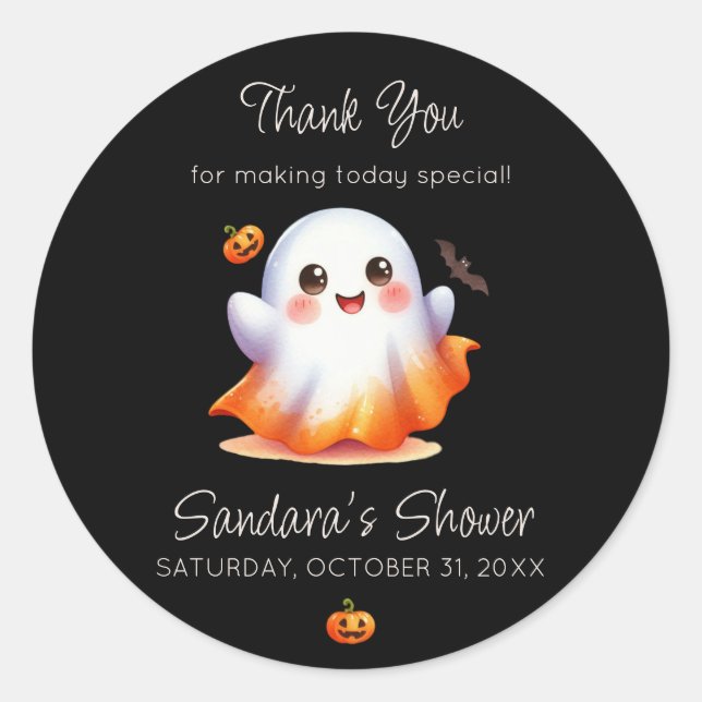 Cute Boo Ghost Baby Shower Classic Round Sticker (Front)