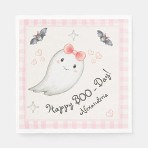 Cute Boo Ghost Pink Birthday Party Girl Napkin