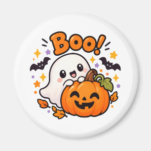 Cute Boo Ghost Pumpkin Halloween Magnet