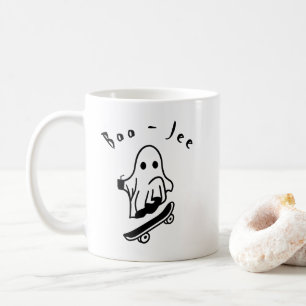 Cute Boo Ghost Skating Funny Halloween Spooky Art Coffee Mug