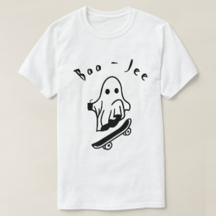 Cute Boo Ghost Skating Funny Halloween Spooky Art T-Shirt
