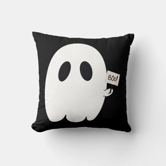 Cute Boo Ghostie Throw Pillow (Front)