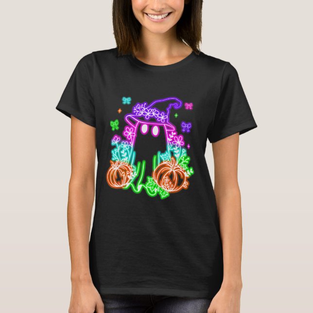 Cute Boo Halloween Ghost Witch Pumpkin Trendy Hall T-Shirt (Front)