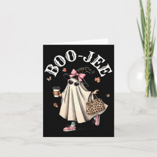 Cute Boo Jee Ghost Halloween Leopard Ghost Coffee  Card