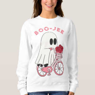 Cute Boo-Jee Ghost on Bike Halloween Sweatshirt