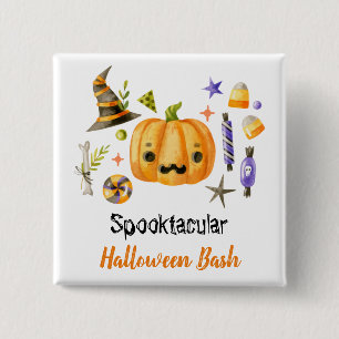 Cute Boo Pumpkin Spooktacular Halloween Bash Party 2 Inch Square Button