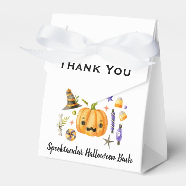 Cute Boo Pumpkin Spooktacular Halloween Bash Party Favor Box (Front Side)