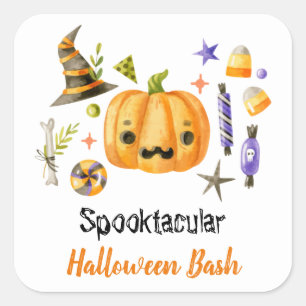 Cute Boo Pumpkin Spooktacular Halloween Bash Party Square Sticker