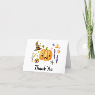 Cute Boo Pumpkin Spooktacular Halloween Bash Party Thank You Card