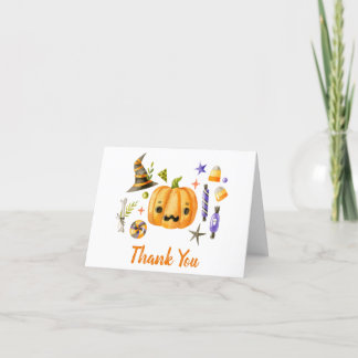 Cute Boo Pumpkin Spooktacular Halloween Bash Party Thank You Card