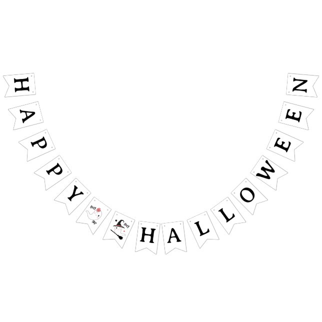 Cute Boo Spooky Ghost Halloween Pink Girl Bunting Flags (All)