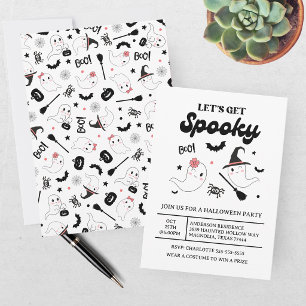 Cute Boo Spooky Ghost Halloween Pink Girl Invitation